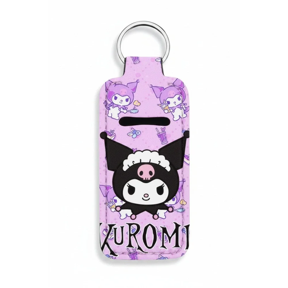 Sanrio Kuromi Pink Fabric Lip Balm Holder Keychain Kawaii Character Accessory